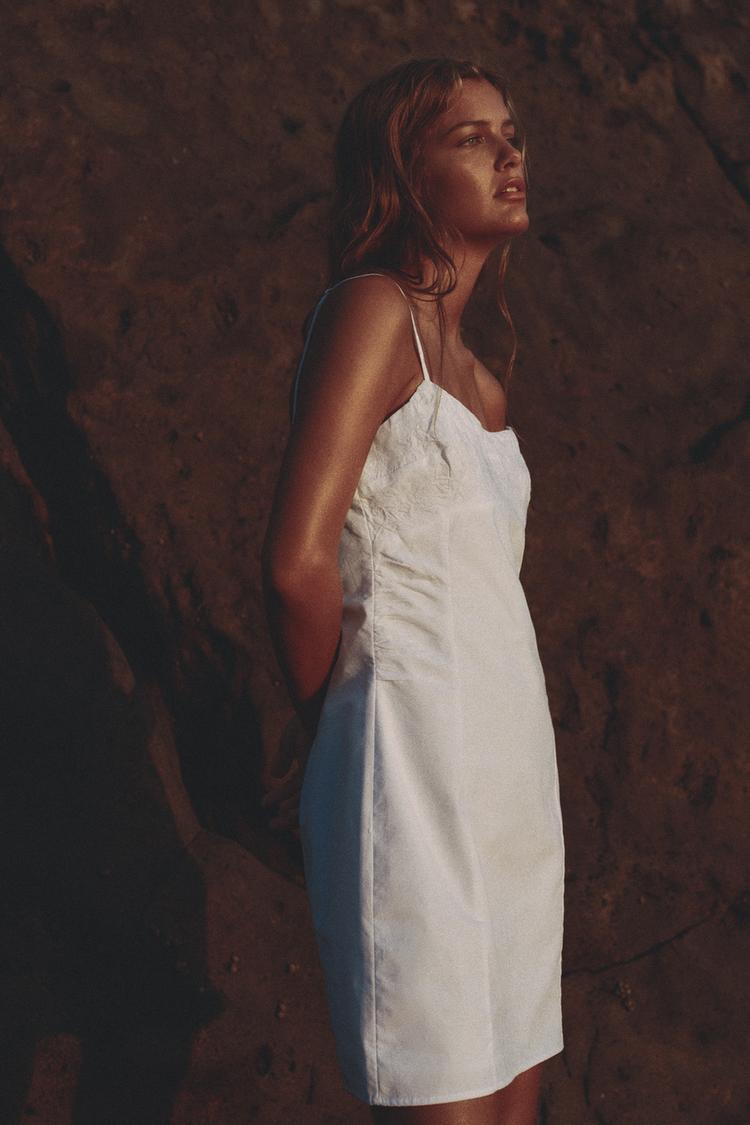 Zara jumpsuit dress with cutwork embroidery cheap